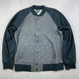 J Crew Mens Sweater Large Gray Colorblock Cardigan Long Sleeve French Terry